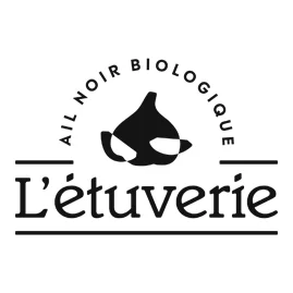 Logo von L'Étuverie, schwarzer Bio-Knoblauch